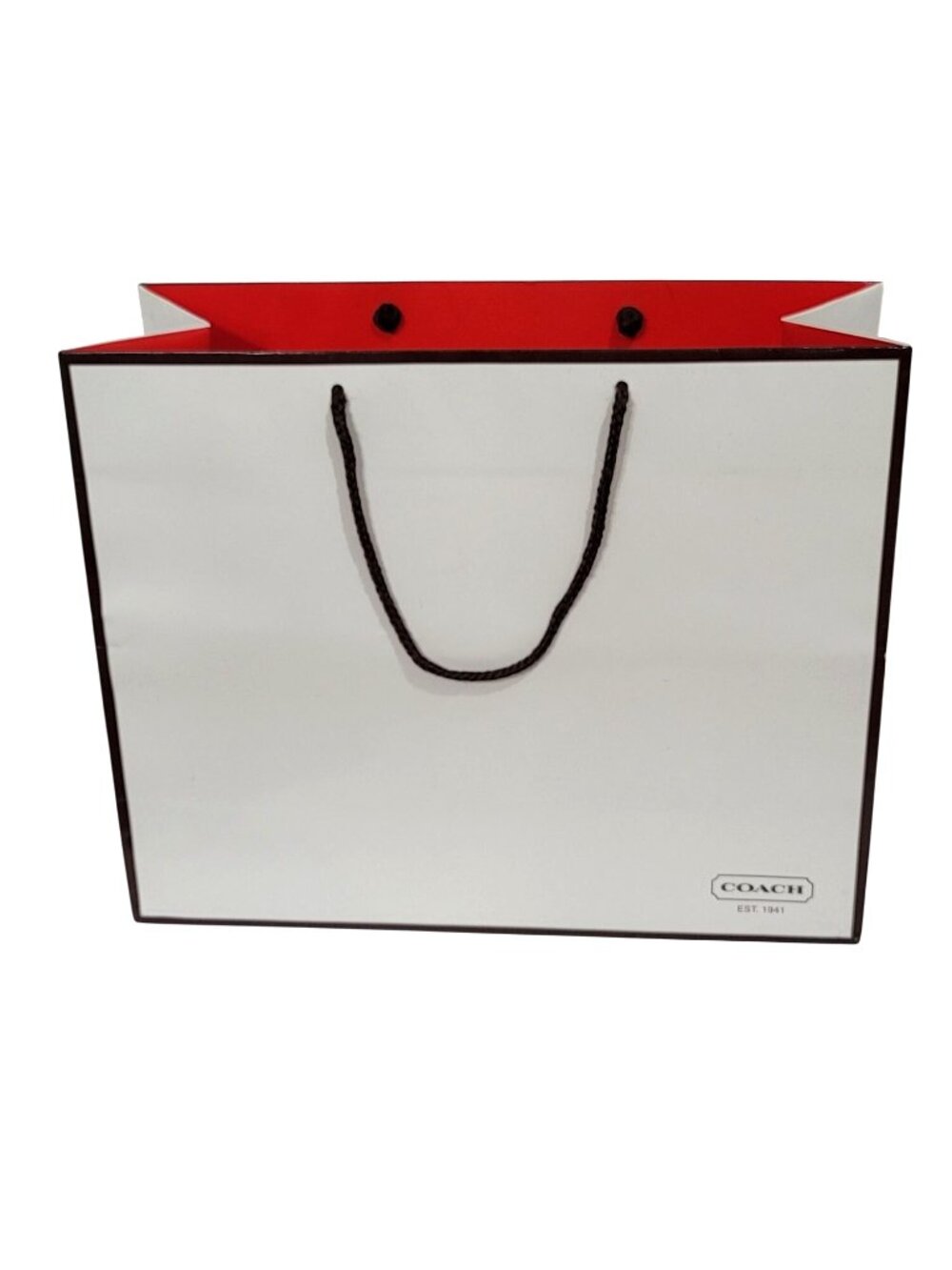 Vintage Coach White & Red Paper Shopping Bag Tote